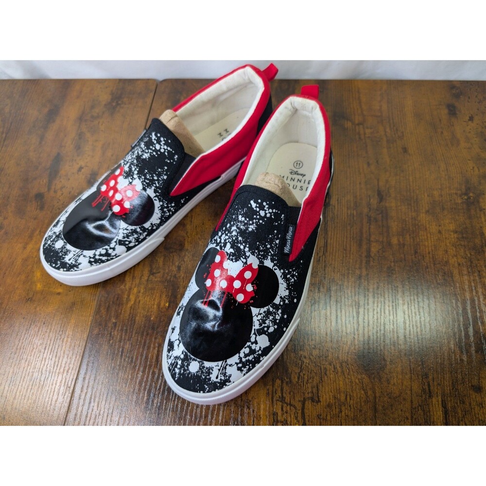 GroundUp Disney Minnie Mouse Twin Gore Slip-on Tennis Shoes Sz 11 Red Black